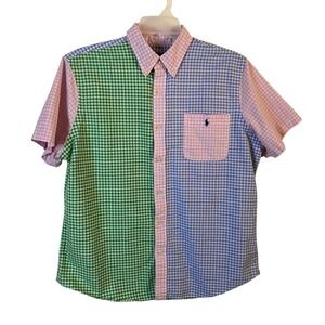 Polo Ralph Lauren Mens XL Classic Fit Multi Color Gingham Check Short Sleeve